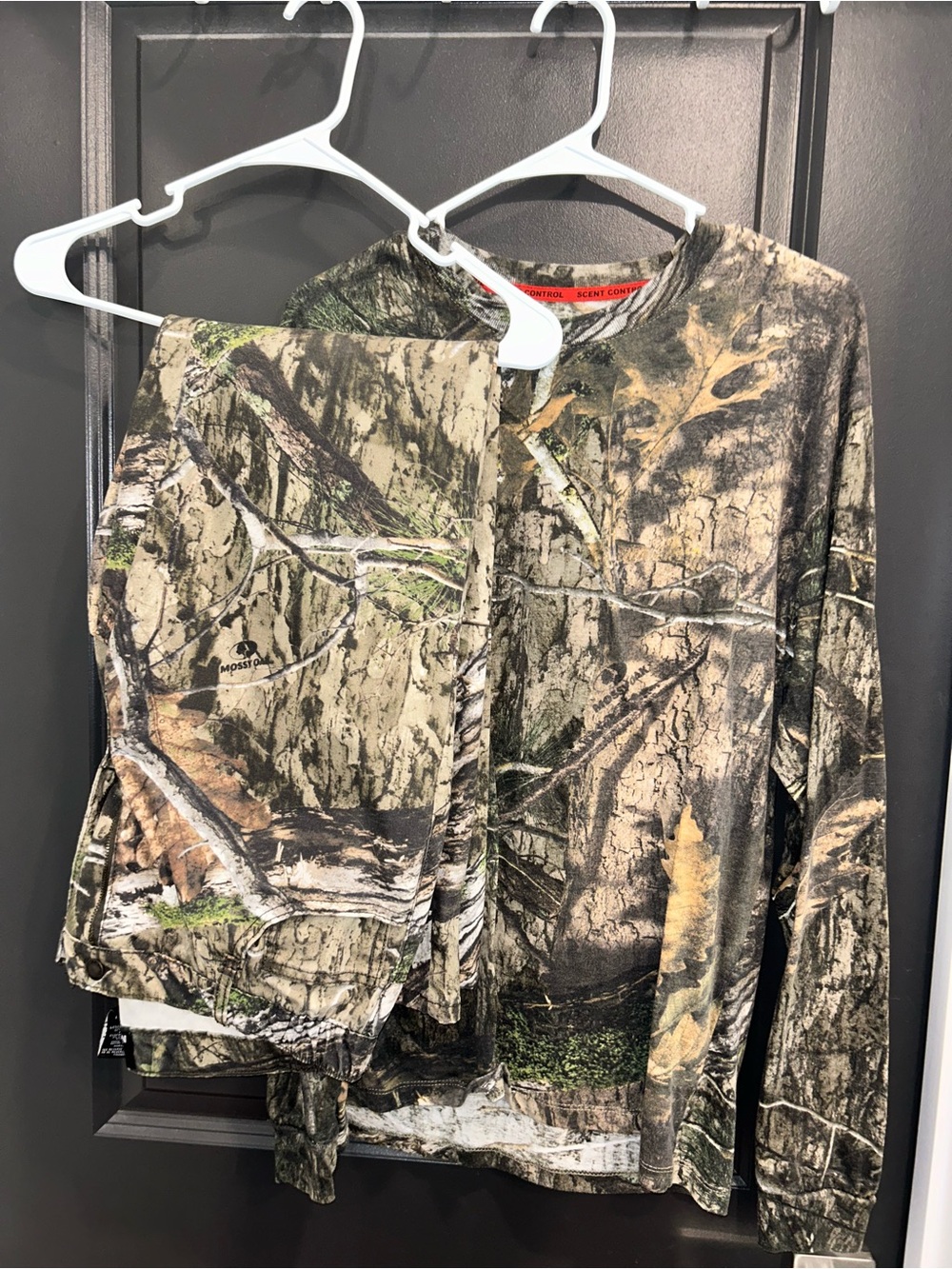 Mossy Oak Scent Control Camo Shirt - Green, Brown, Tan, Red Accent